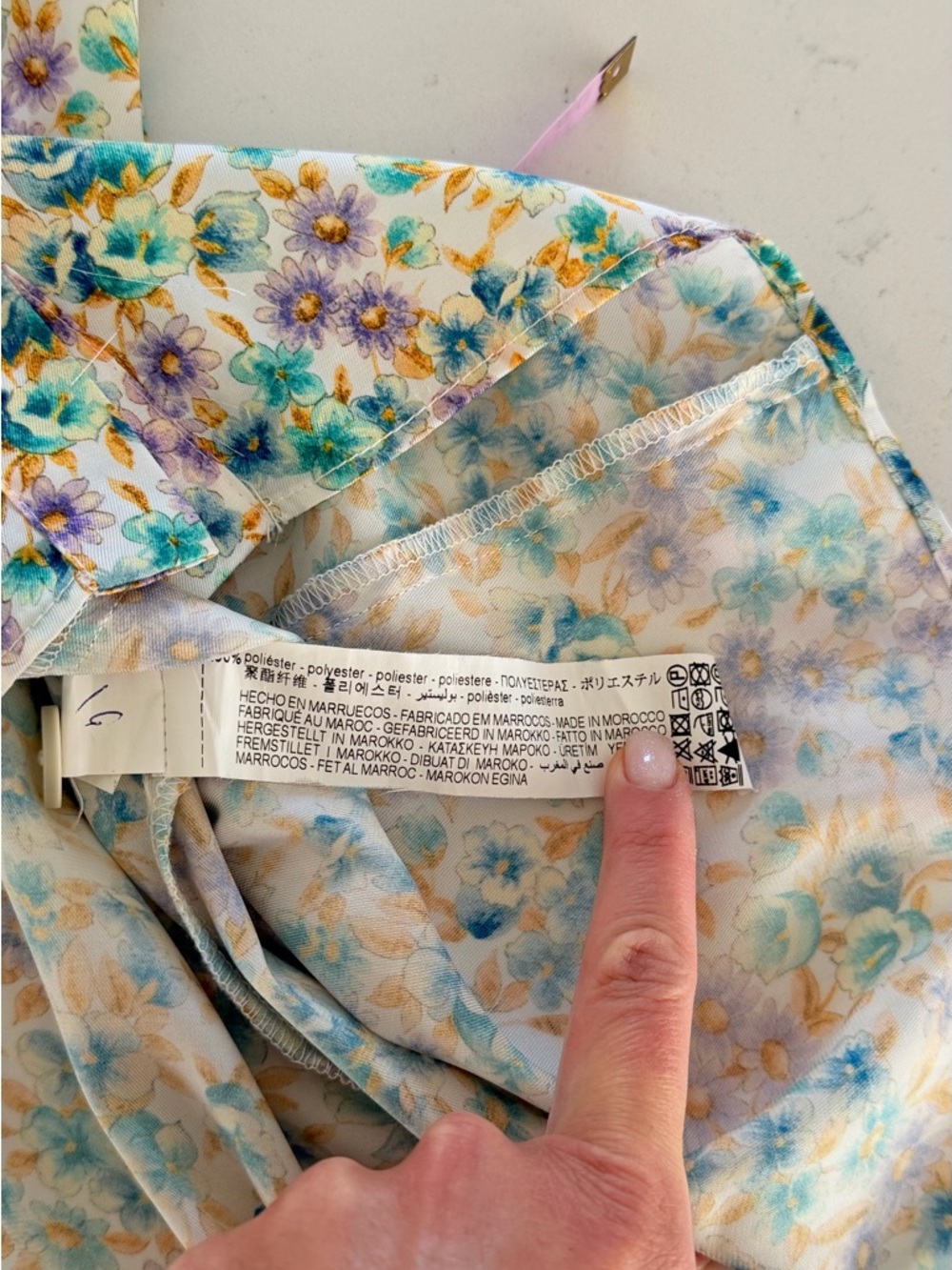 Zara Floral Button-Front Sundress in Green & Purple size L - Picture 4 of 7